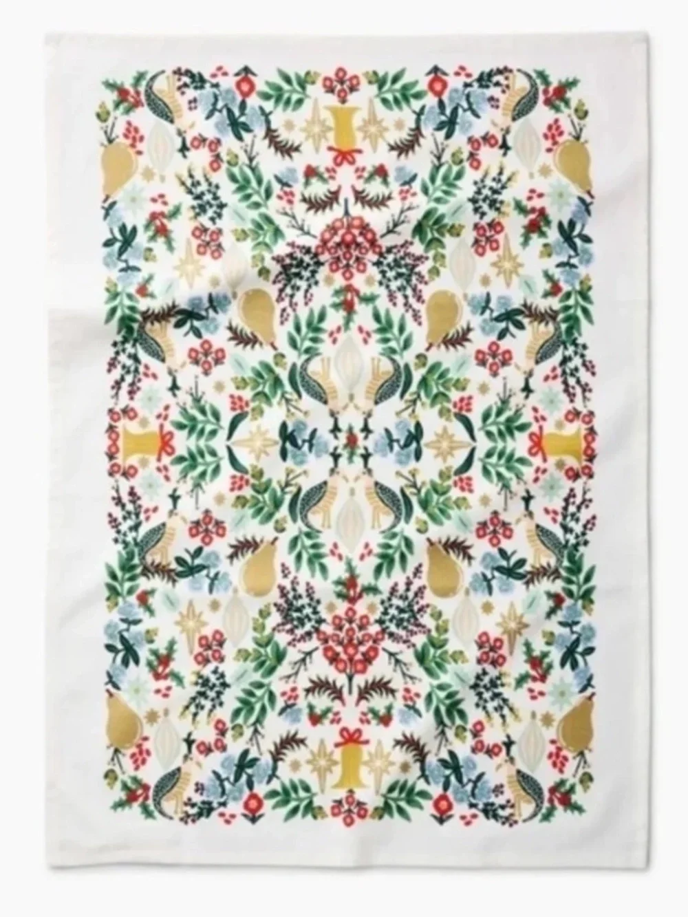 Anthropologie Rifle Paper Company Partridge Holiday  Christmas Tea Towel